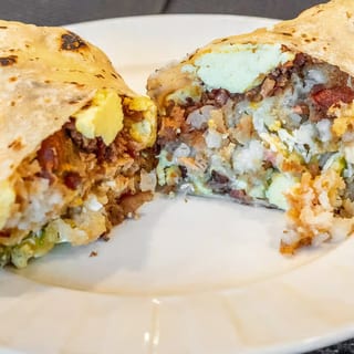 Sausage and Bacon Breakfast Burrito